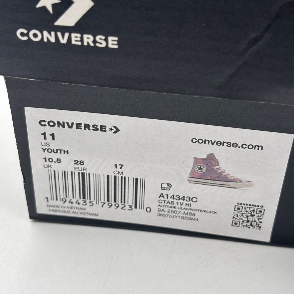 Converse Chuck Taylor All Star 1V Hi Shoes Kids Size 11 Lilac White A14343C - Picture 2 of 8